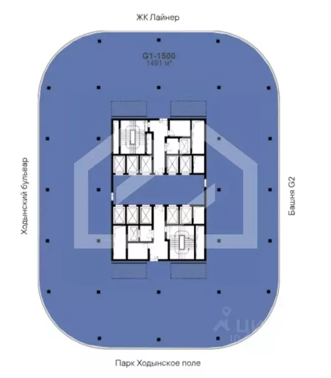 Помещение свободного назначения в Москва Ходынский бул., 20А/2 (1490 ... - Фото 2