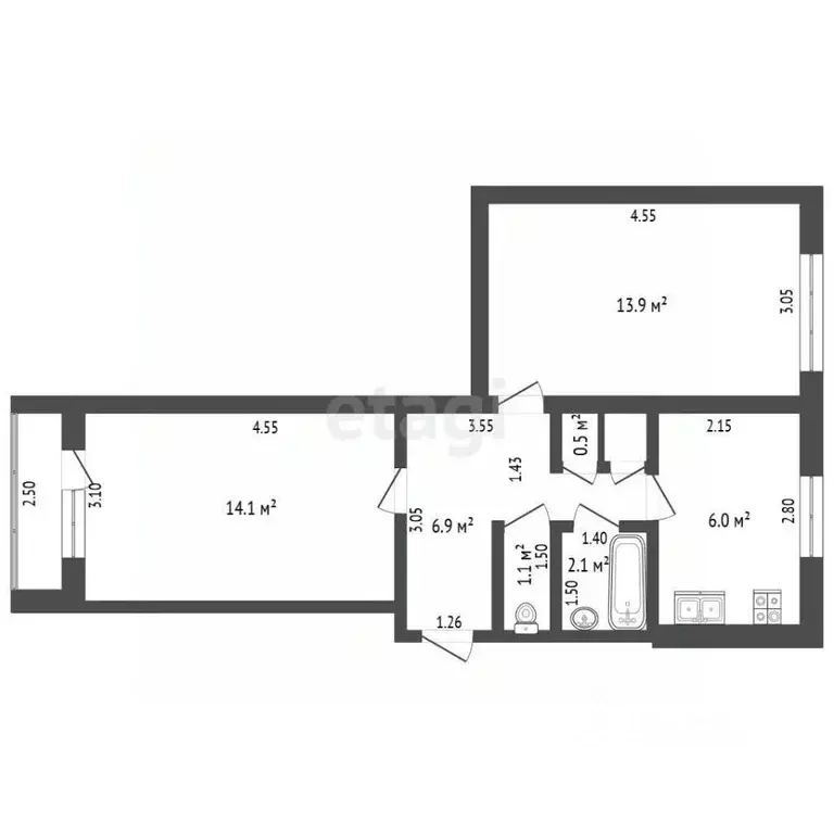 2-к кв. Самарская область, Самара пос. Мехзавод, 11-й кв-л, 31 (45.8 ... - Фото 1