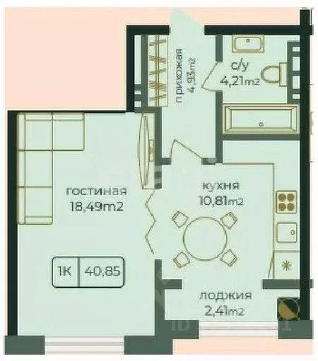 1-к кв. Дагестан, Каспийск просп. Акулиничева (40.85 м) - Фото 0