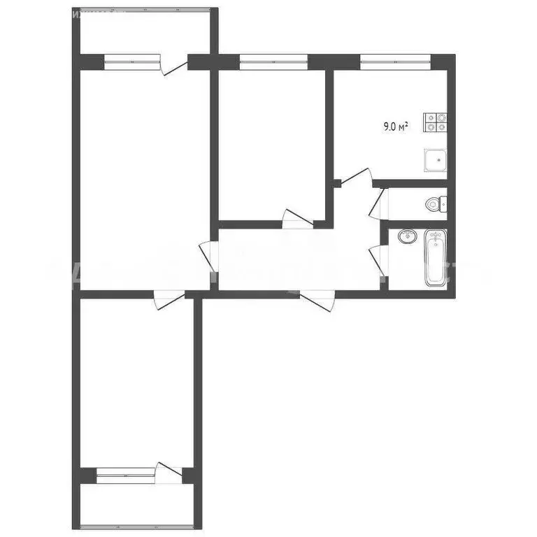 3-комнатная квартира: Тюмень, Смоленская улица, 15 (60.8 м) - Фото 1