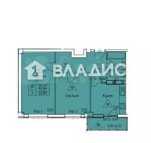2-к. квартира, 56 м, 10/18 эт. - Фото 0