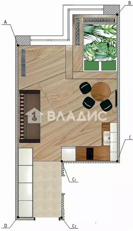Квартира-студия: Москва, Ходынский бульвар, 2 (32.5 м) - Фото 1