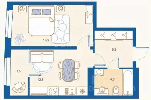 1-к кв. Пензенская область, Пенза ул. 65-летия Победы, 32к2 (41.5 м) - Фото 2