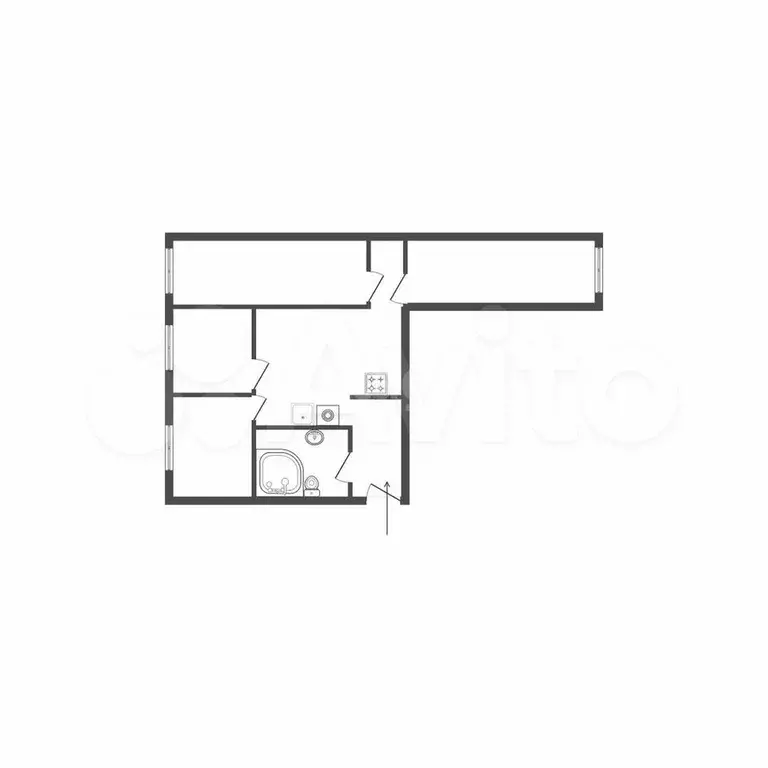 3-к. квартира, 52,6 м, 1/5 эт. - Фото 0