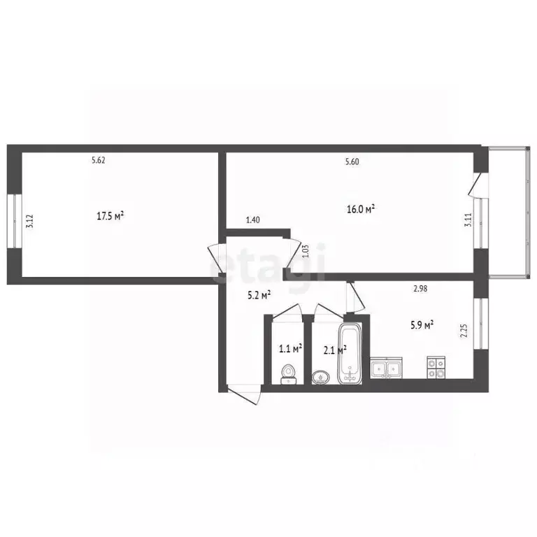 2-к кв. Кемеровская область, Междуреченск ул. Лазо, 39 (47.8 м) - Фото 2