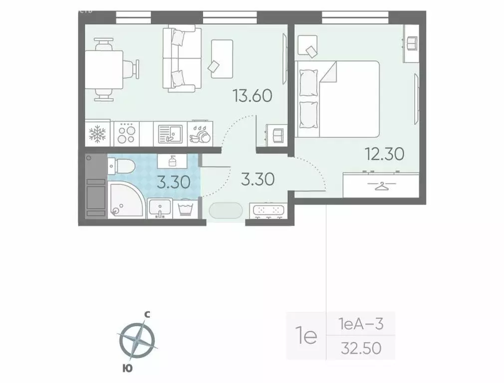 1-комнатная квартира: Ковалёво, улица Александра Разгонина, 1к1 (32.5 ... - Фото 1