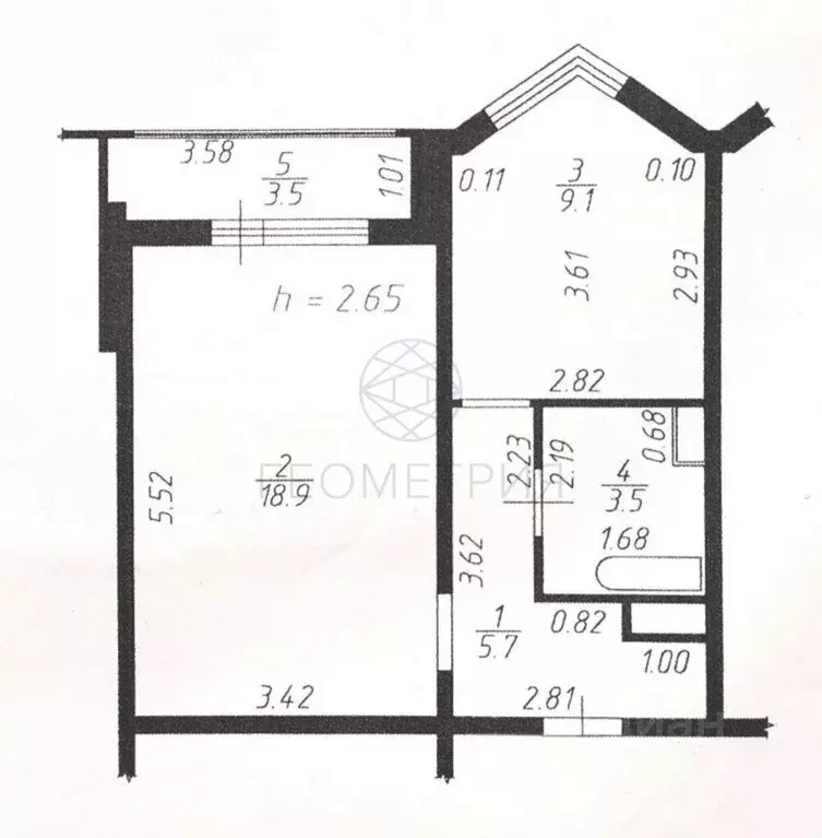 Квартира, 1 комната, 37.2 м - Фото 1