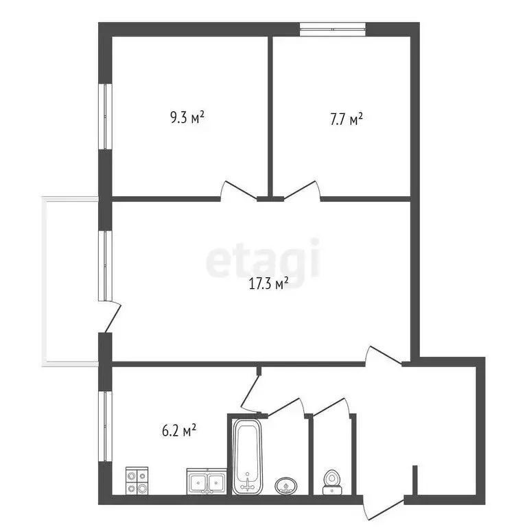 3-комнатная квартира: Пермь, улица Крисанова, 3 (61.1 м) - Фото 0