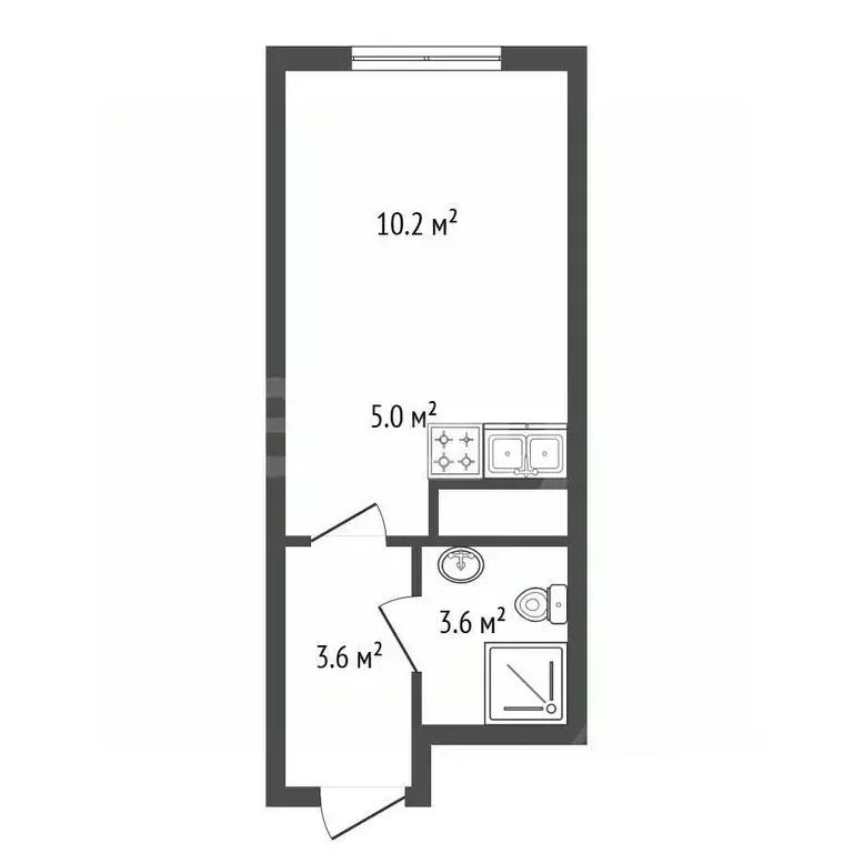Студия Санкт-Петербург Партизанская ул., 5 (22.4 м) - Фото 2