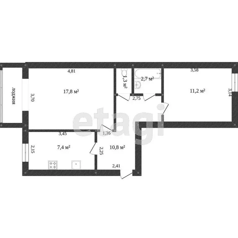 2-комнатная квартира: Ялуторовск, улица Революции, 133 (50.7 м) - Фото 1