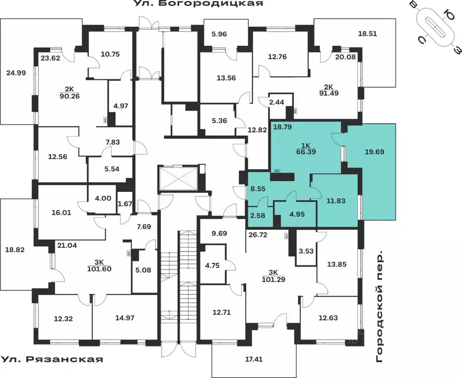 1-к кв. Тульская область, Тула ул. Богородицкая, 8В (52.6 м) - Фото 2