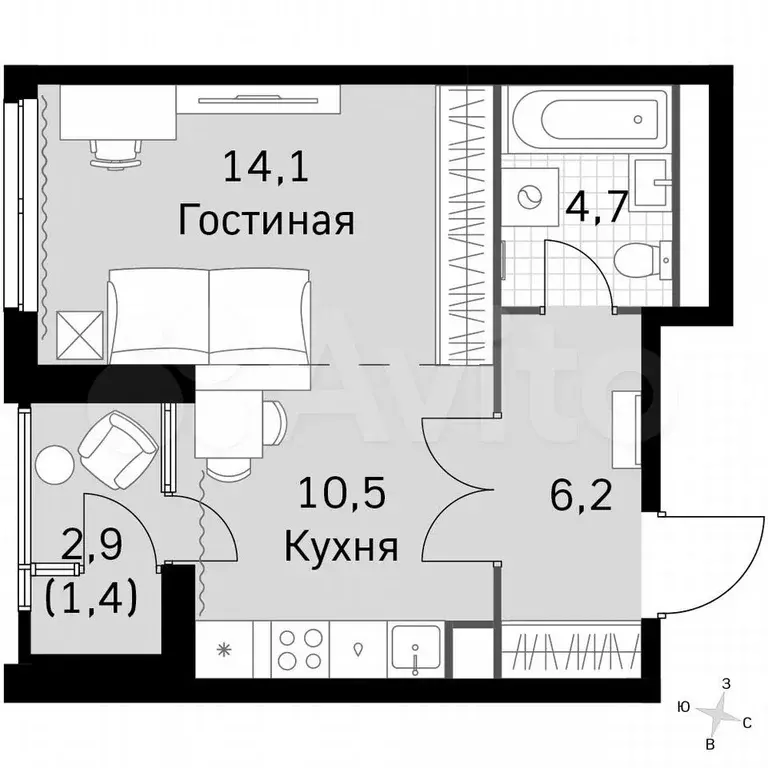 Квартира-студия, 36,9 м, 26/26 эт. - Фото 0