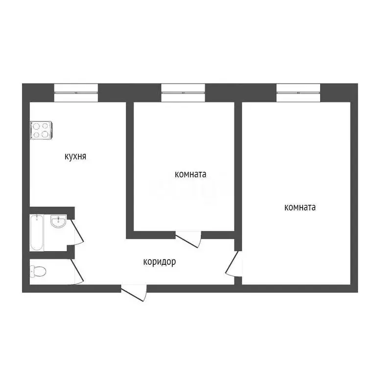 2-комнатная квартира: Курган, улица Коли Мяготина, 48 (42 м) - Фото 1