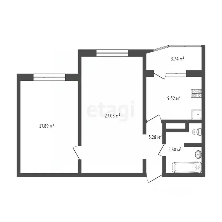 2-к кв. Тюменская область, Тюмень ул. Федюнинского, 54к2 (59.0 м) - Фото 2