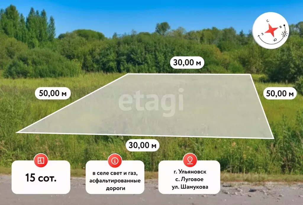 Участок в Ульяновская область, Ульяновск городской округ, с. Луговое  ... - Фото 1