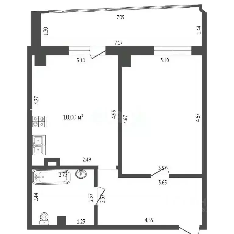 1-к кв. Ханты-Мансийский АО, Сургут тракт Югорский, 43 (51.4 м) - Фото 1