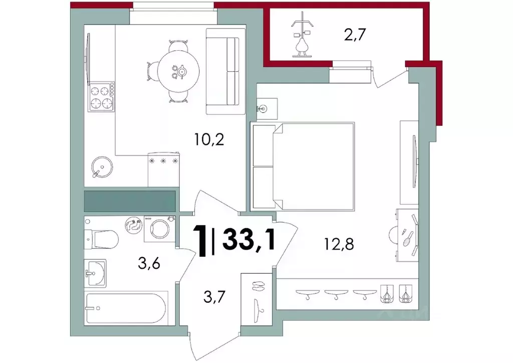 1-к кв. Тверская область, Калининский муниципальный округ, д. Батино  ... - Фото 1