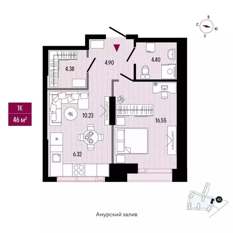 1-к кв. Приморский край, Владивосток просп. 100-летия Владивостока, ... - Фото 2