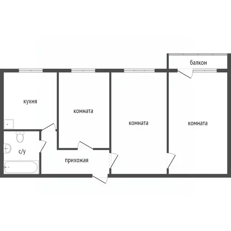 3-к кв. Красноярский край, Красноярск ул. Горького, 34 (56.0 м) - Фото 2