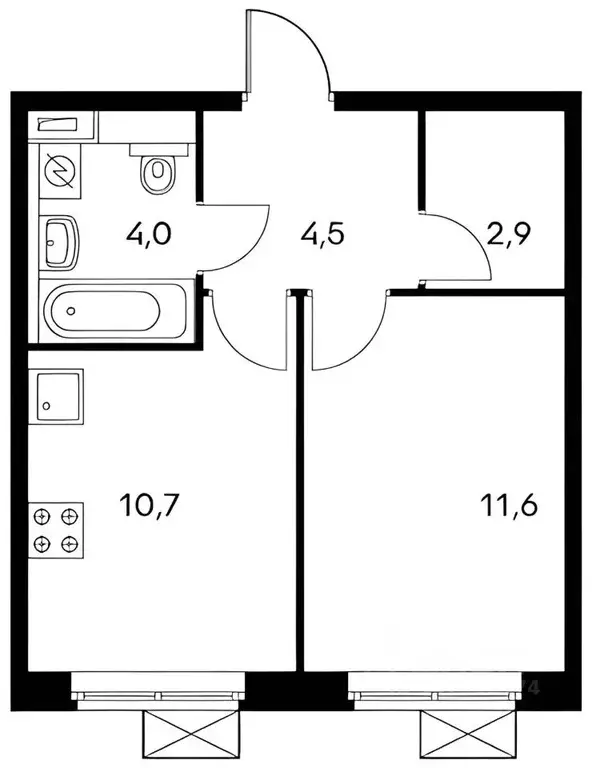 1-к кв. Московская область, Люберцы ул. Летчика Ларюшина, 4к2 (35.4 м) - Фото 2