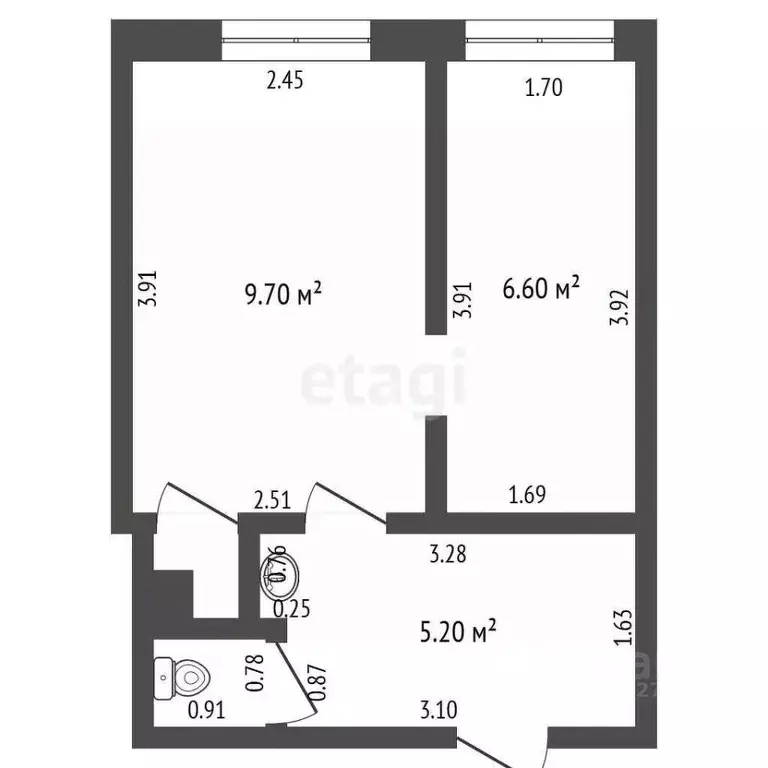 2-к кв. Тамбовская область, Тамбов ул. Рылеева, 74 (22.6 м) - Фото 1