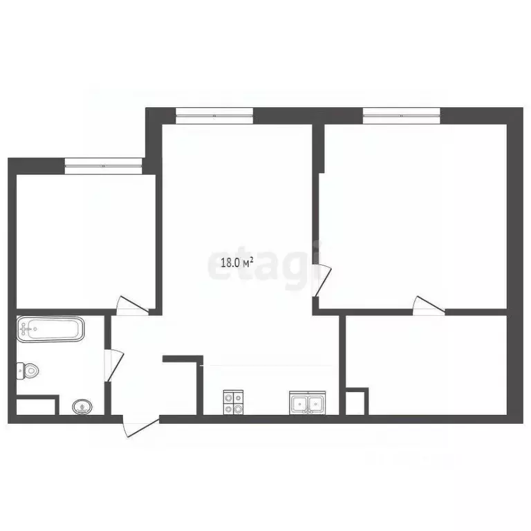 2-к кв. Тюменская область, Тюмень ул. Вице-адмирала Воронцова, 3 (59.8 ... - Фото 2