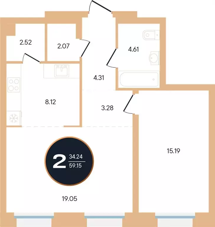 2-комнатная квартира: Уфа, улица Рихарда Зорге, 73/1 (59.4 м) - Фото 0