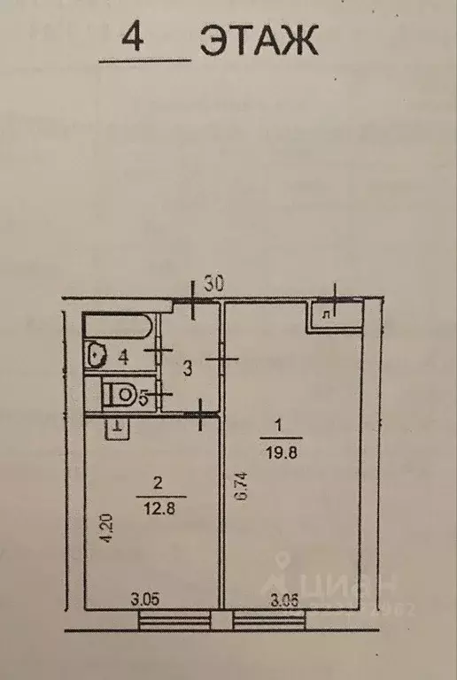 Комната Москва Булатниковская ул., 3К4 (19.8 м) - Фото 1