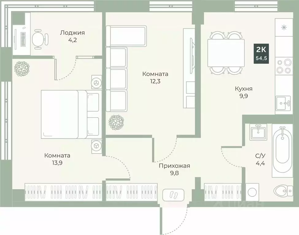 Свободной планировки кв. Курганская область, Курган Заозерный ... - Фото 1