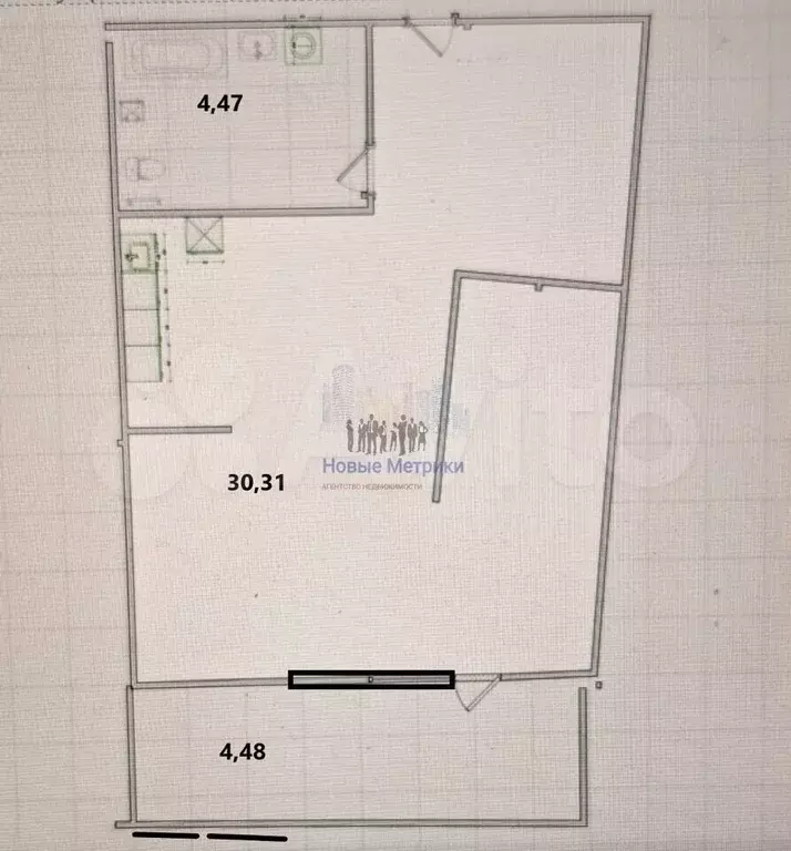 Квартира-студия, 34,7 м, 2/25 эт. - Фото 0