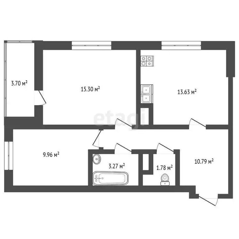 2-комнатная квартира: Новый Уренгой, улица имени В.Я. Петуха, 3/2 (56 ... - Фото 1