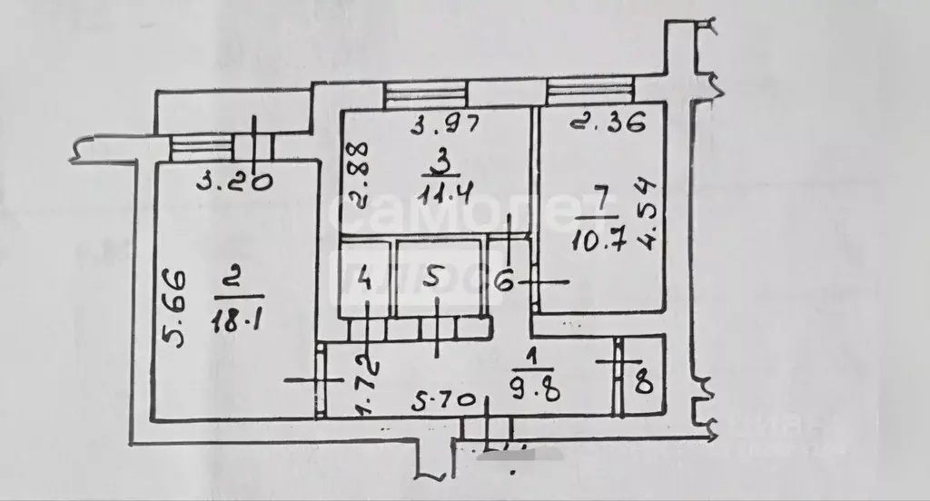 2-к кв. Липецкая область, Липецк ул. Водопьянова, 41 (59.0 м) - Фото 2