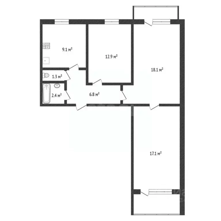 3-к кв. Нижегородская область, Нижний Новгород Фруктовая ул., 5к3 ... - Фото 1