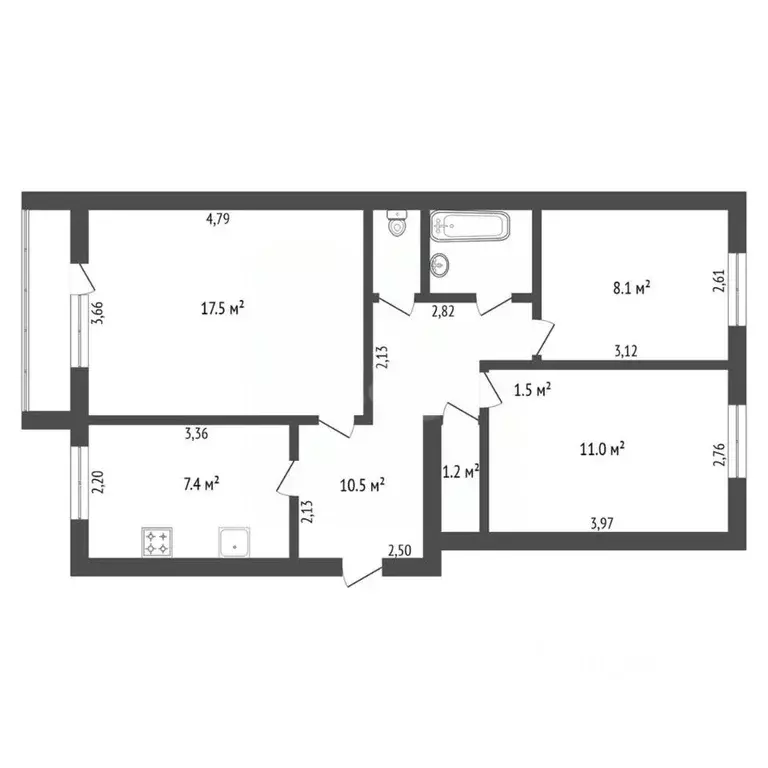 3-к кв. Амурская область, Благовещенск ул. Шевченко, 27 (60.0 м) - Фото 2