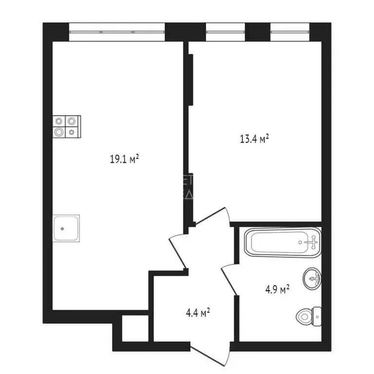 1-комнатная квартира: Тюмень, Полевая улица, 108 (41.8 м) - Фото 0