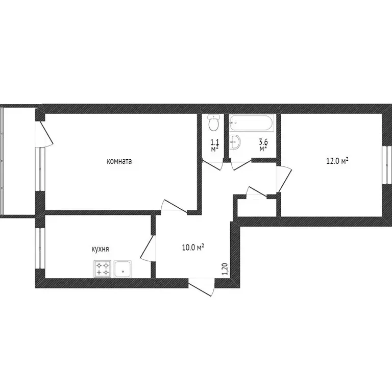 2-комнатная квартира: Ишим, улица Свердлова, 39 (50 м) - Фото 1