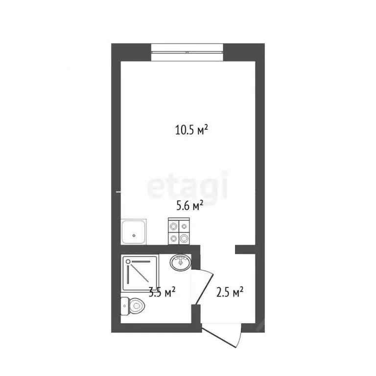 Студия Тюменская область, Тюмень Полевая ул., 117к8 (21.6 м) - Фото 2