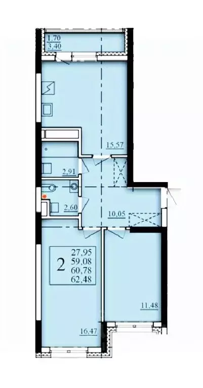 2-к кв. Башкортостан, Уфа Затон-Восточный жилрайон, Паруса жилой ... - Фото 1