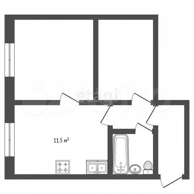 1-к. квартира, 40,5 м, 8/9 эт. - Фото 0