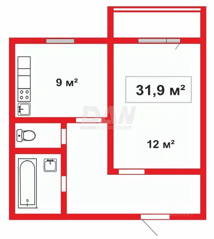 1-к кв. Челябинская область, Челябинск ул. Косарева, 63 (31.9 м) - Фото 1