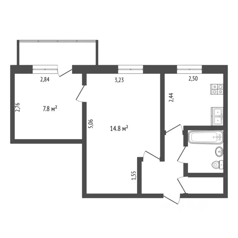 2-к кв. Тюменская область, Тюмень Холодильная ул., 13 (35.9 м) - Фото 1