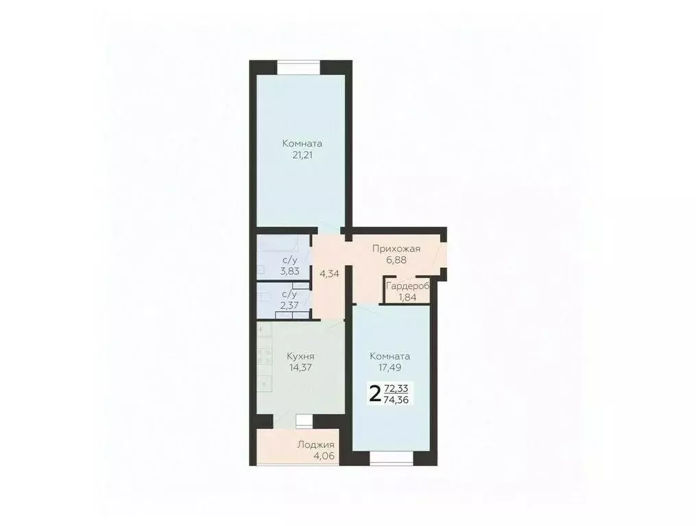 2-к кв. Орловская область, Орел ул. Панчука, 83Б (74.36 м) - Фото 0