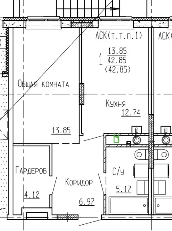 1-к кв. Воронежская область, Воронеж ул. Сергея Лазо (42.85 м) - Фото 0