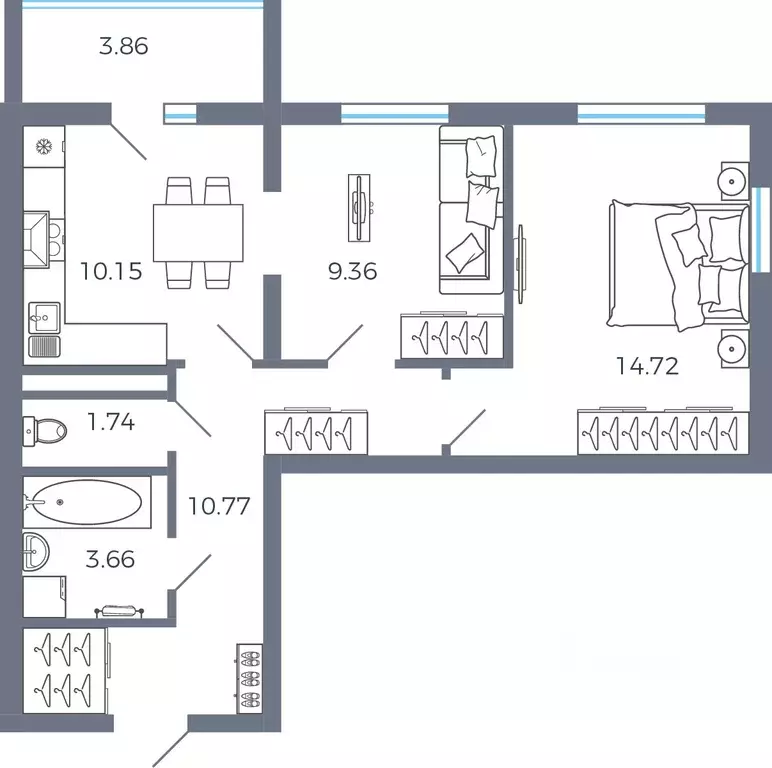 2-к кв. Самарская область, Волжский район, Черноречье с/пос, с. ... - Фото 2