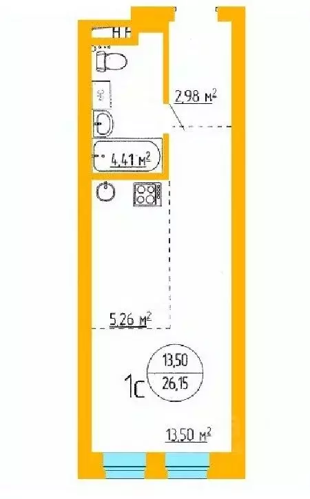 1-к кв. Башкортостан, Уфа ул. Аксакова, 79 (26.29 м) - Фото 1
