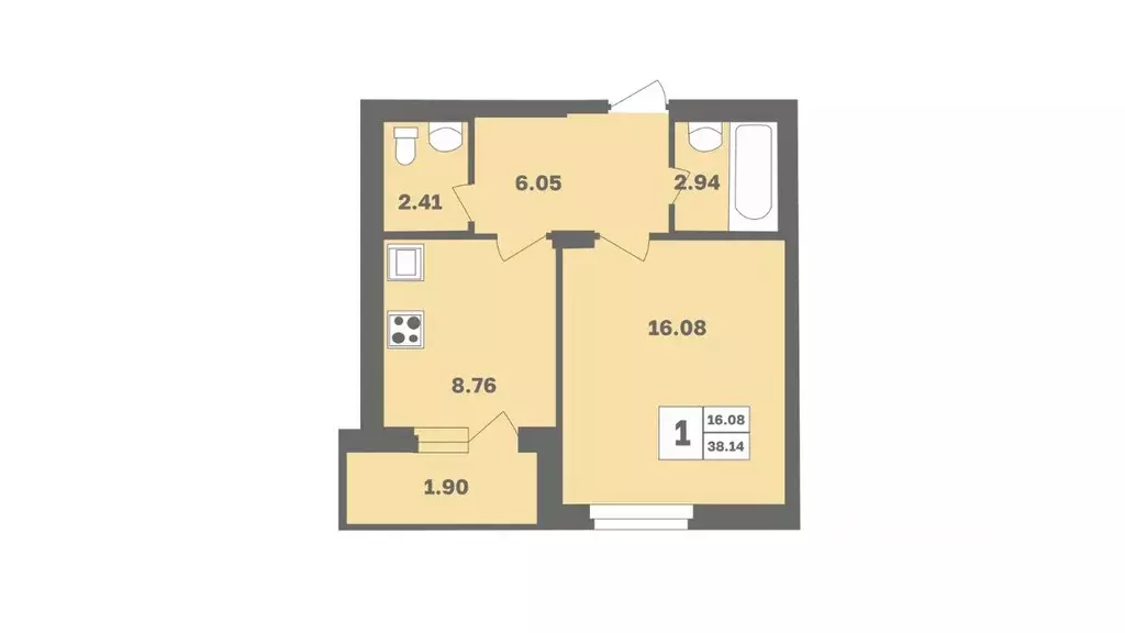 1-к кв. Башкортостан, Уфа ул. Рашита Нигмати, 12 (38.14 м) - Фото 1