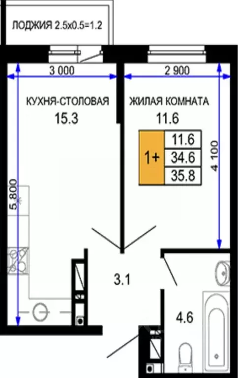 2-к кв. Краснодарский край, Краснодар ул. Летчика Позднякова, 2к21 ... - Фото 1