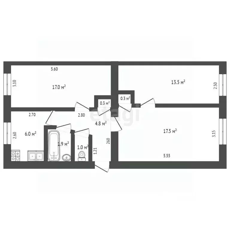 3-к кв. Башкортостан, Стерлитамак ул. Артема, 15 (62.3 м) - Фото 2