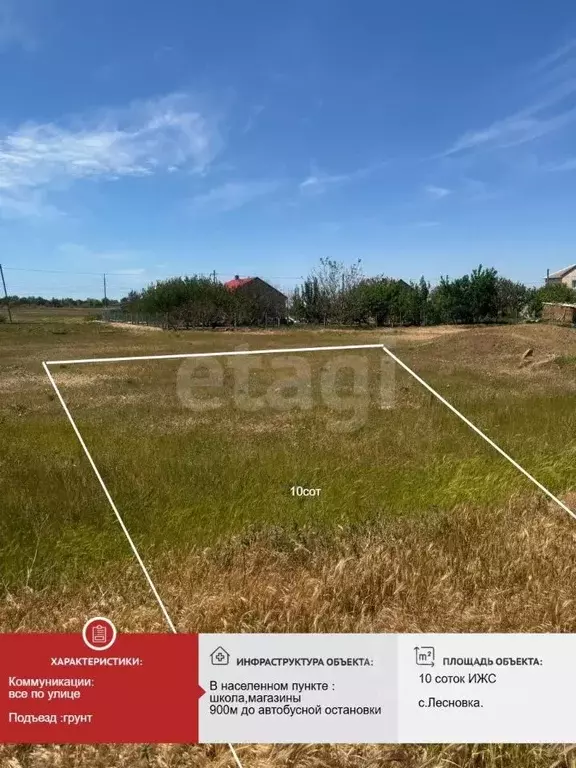 Участок в Крым, Сакский район, с. Лесновка ул. Урожайная (10.12 сот.) - Фото 0