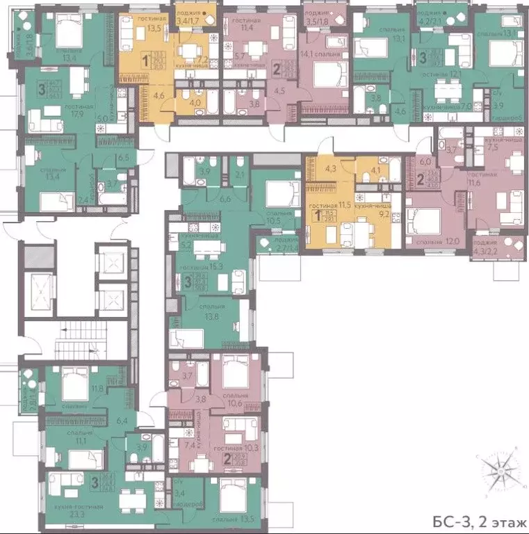 Студия Пермский край, Пермь ул. Серебристая, 5 (58.6 м) - Фото 2